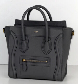Celine Nano Luggage Bag in Grey Structured Calfskin Leather B-9